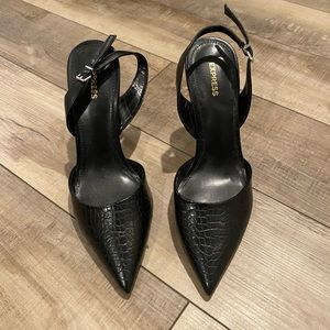 Express Croc Embossed Sling-Back Heel